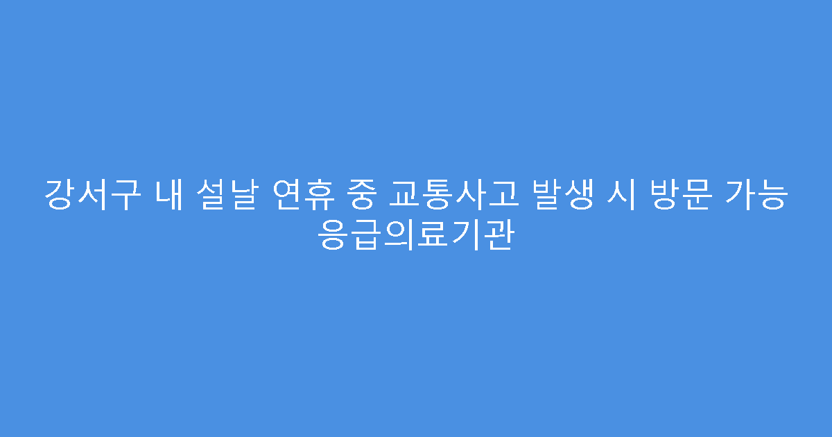 강서구 내 설날 연휴 중 교통사고 발생 시 방문 가능 응급의료기관
