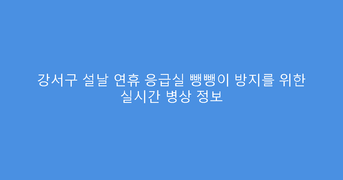 강서구 설날 연휴 응급실 뺑뺑이 방지를 위한 실시간 병상 정보