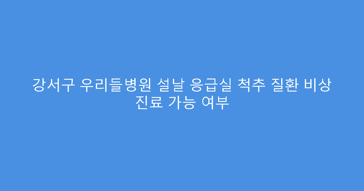 강서구 우리들병원 설날 응급실 척추 질환 비상 진료 가능 여부