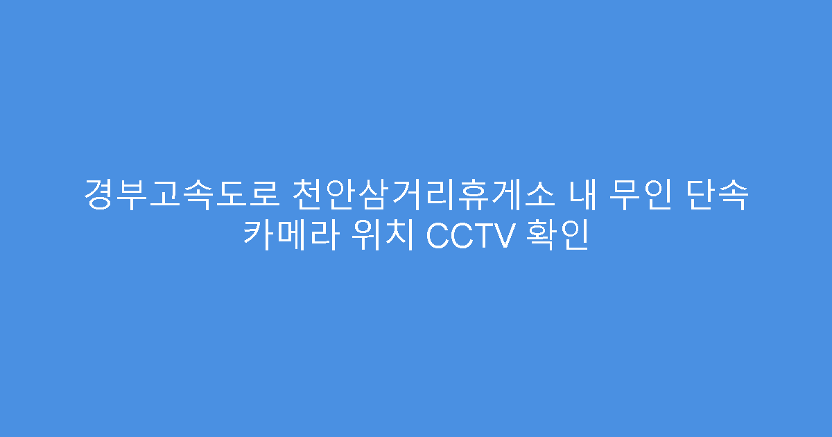 경부고속도로 천안삼거리휴게소 내 무인 단속 카메라 위치 CCTV 확인