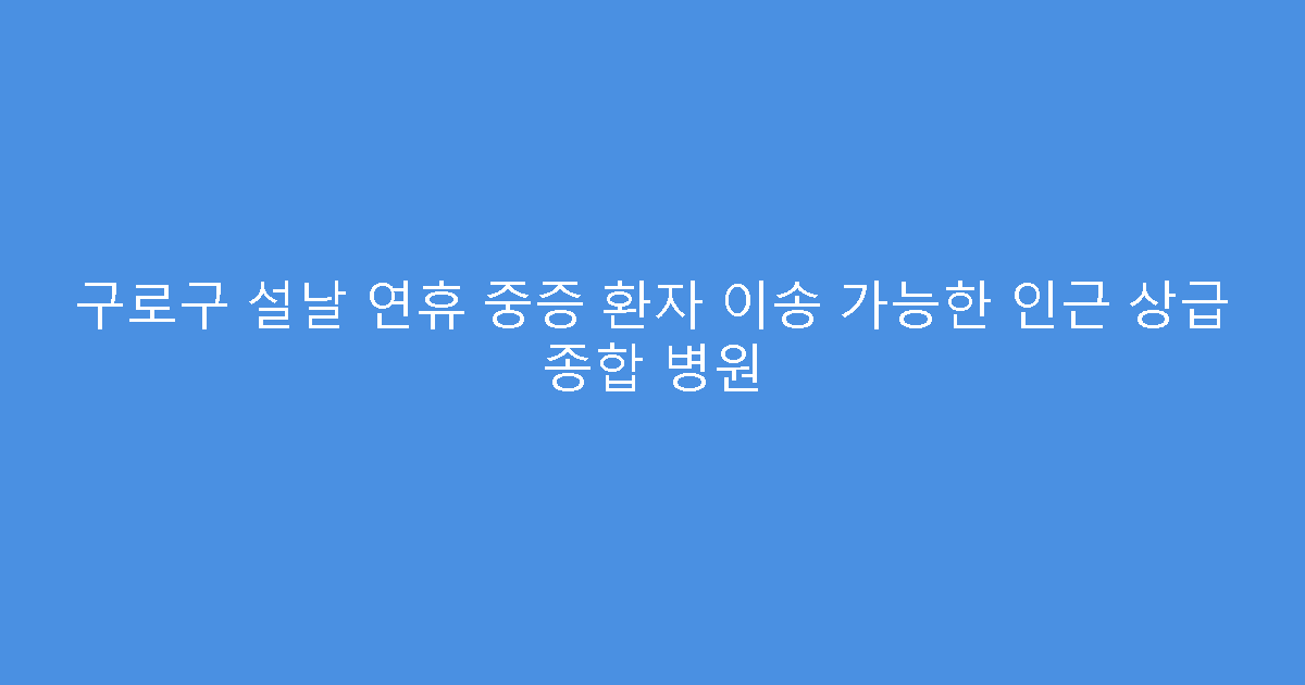 구로구 설날 연휴 중증 환자 이송 가능한 인근 상급 종합 병원
