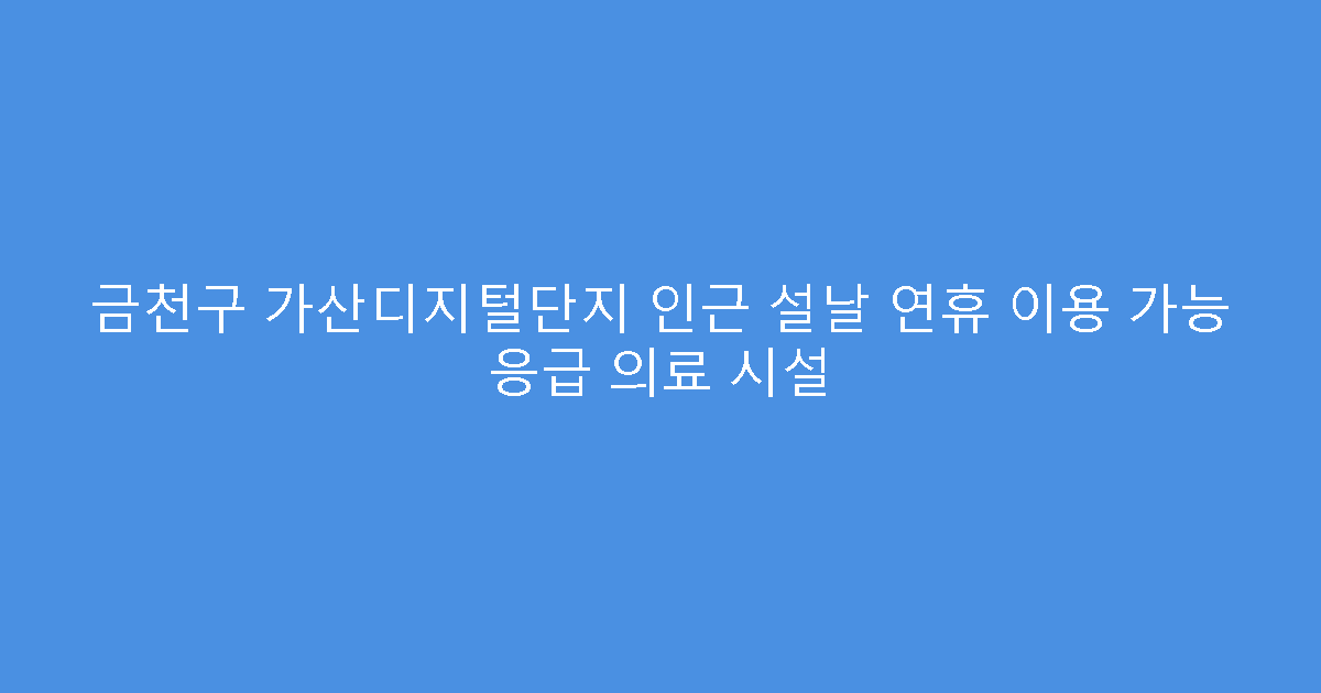 금천구 가산디지털단지 인근 설날 연휴 이용 가능 응급 의료 시설