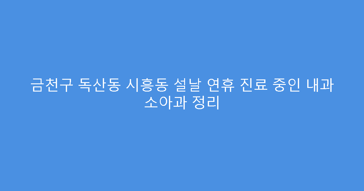 금천구 독산동 시흥동 설날 연휴 진료 중인 내과 소아과 정리