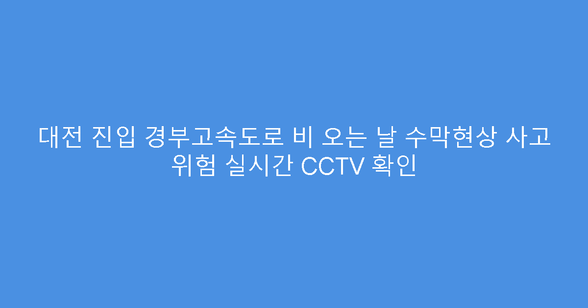 대전 진입 경부고속도로 비 오는 날 수막현상 사고 위험 실시간 CCTV 확인