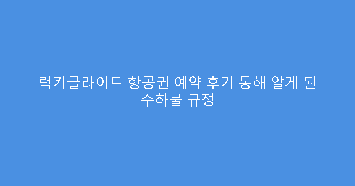 럭키글라이드 항공권 예약 후기 통해 알게 된 수하물 규정