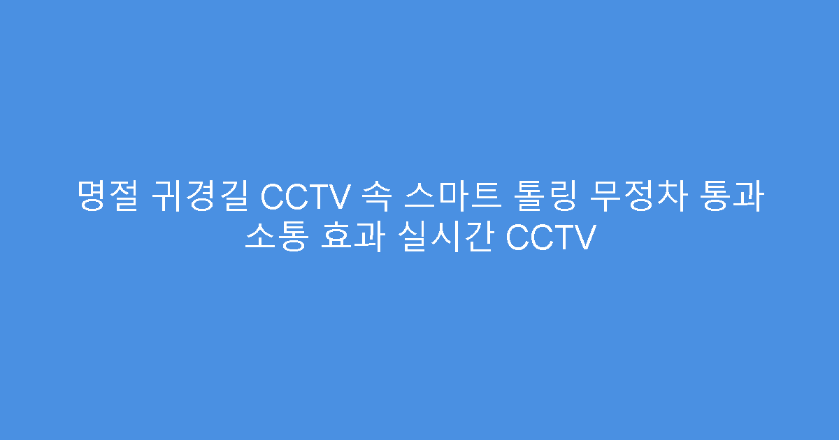 명절 귀경길 CCTV 속 스마트 톨링 무정차 통과 소통 효과 실시간 CCTV