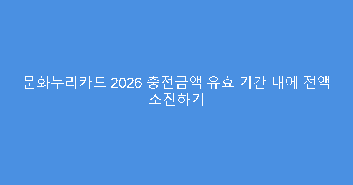 문화누리카드 2026 충전금액 유효 기간 내에 전액 소진하기