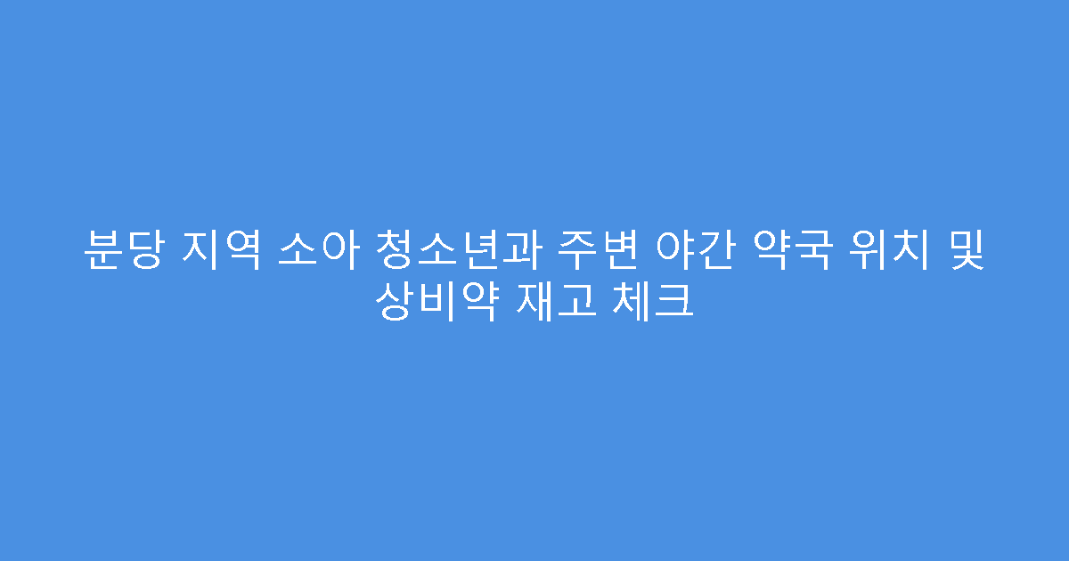 분당 지역 소아 청소년과 주변 야간 약국 위치 및 상비약 재고 체크