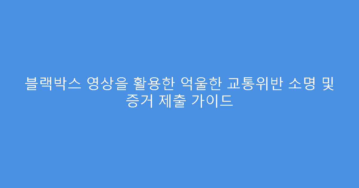 블랙박스 영상을 활용한 억울한 교통위반 소명 및 증거 제출 가이드