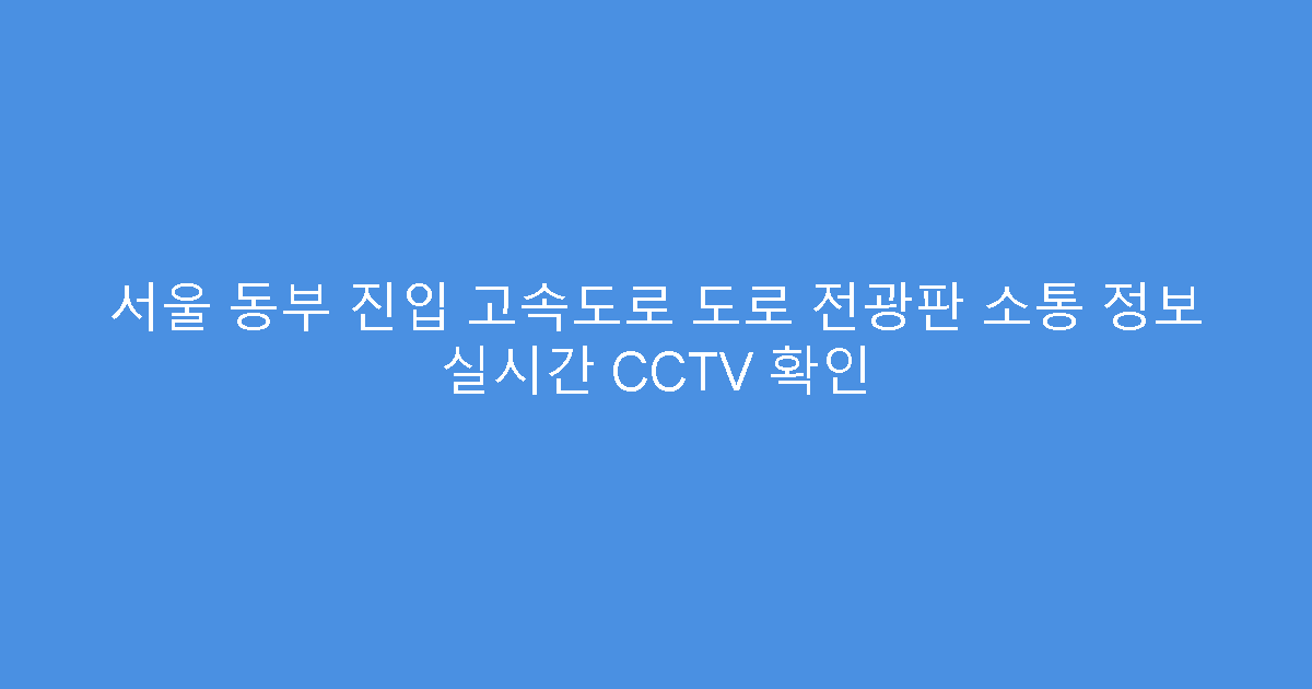 서울 동부 진입 고속도로 도로 전광판 소통 정보 실시간 CCTV 확인