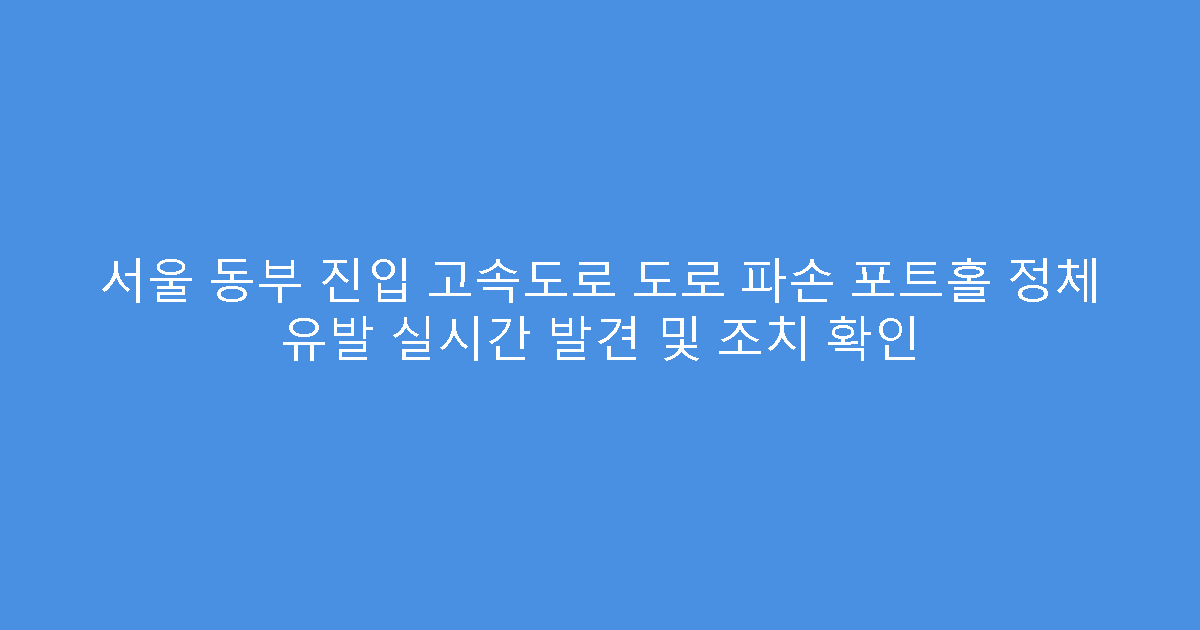 서울 동부 진입 고속도로 도로 파손 포트홀 정체 유발 실시간 발견 및 조치 확인