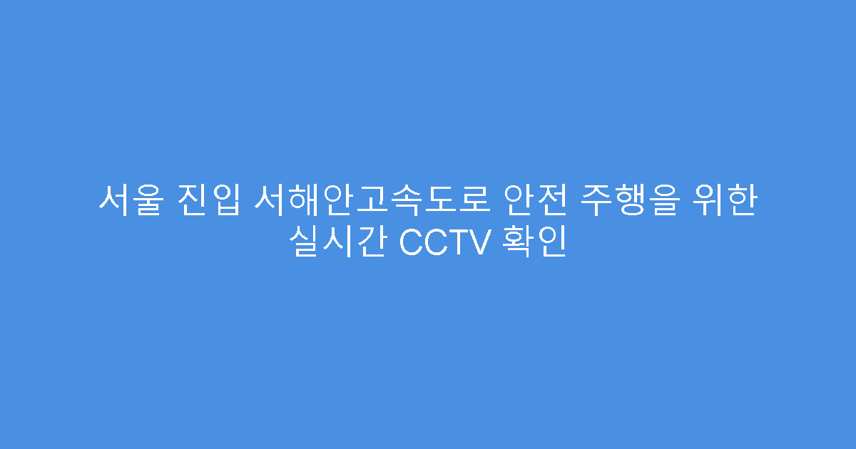 서울 진입 서해안고속도로 안전 주행을 위한 실시간 CCTV 확인