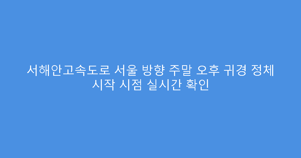 서해안고속도로 서울 방향 주말 오후 귀경 정체 시작 시점 실시간 확인