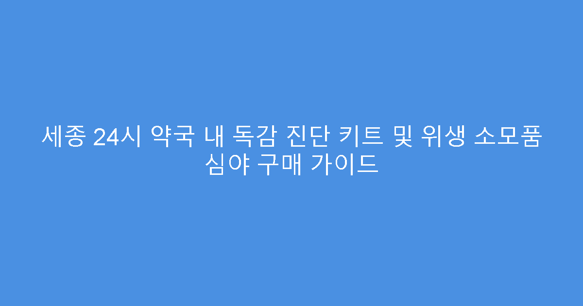 세종 24시 약국 내 독감 진단 키트 및 위생 소모품 심야 구매 가이드
