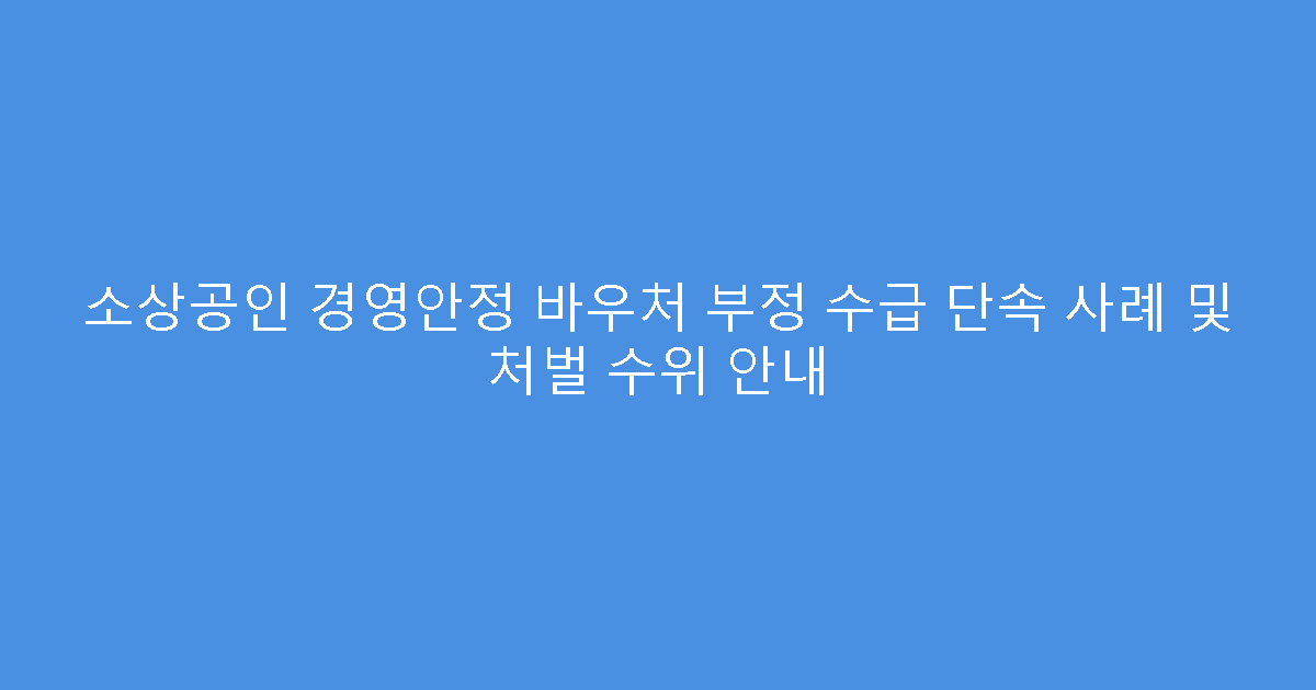 소상공인 경영안정 바우처 부정 수급 단속 사례 및 처벌 수위 안내