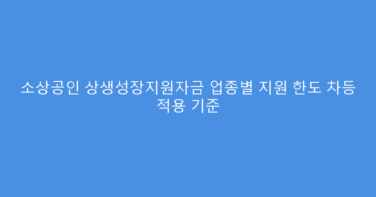 소상공인 상생성장지원자금 업종별 지원 한도 차등 적용 기준