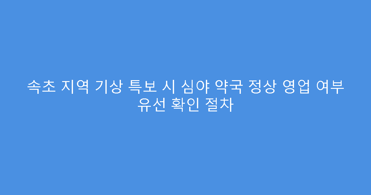 속초 지역 기상 특보 시 심야 약국 정상 영업 여부 유선 확인 절차