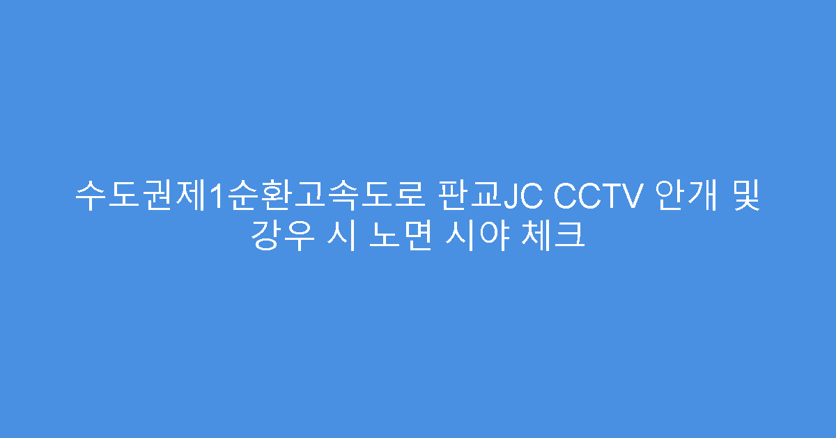 수도권제1순환고속도로 판교JC CCTV 안개 및 강우 시 노면 시야 체크