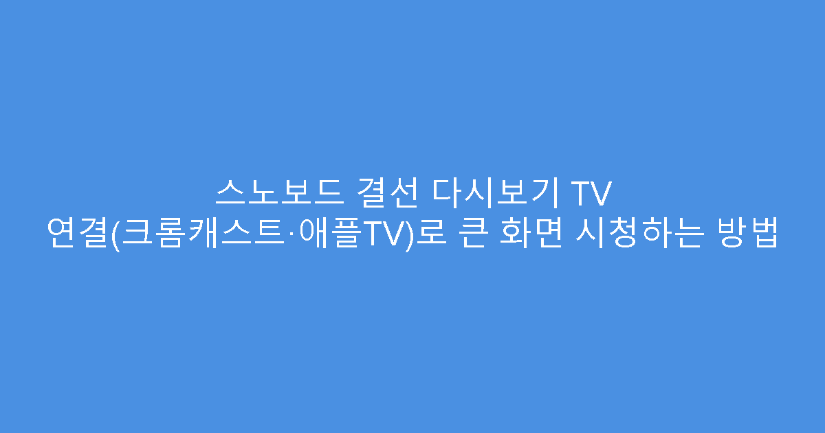 스노보드 결선 다시보기 TV 연결(크롬캐스트·애플TV)로 큰 화면 시청하는 방법