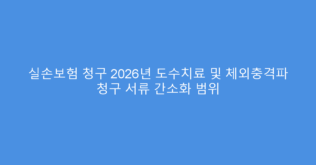 실손보험 청구 2026년 도수치료 및 체외충격파 청구 서류 간소화 범위