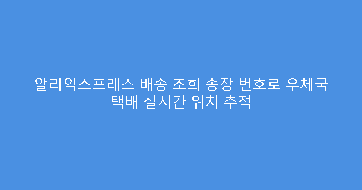 알리익스프레스 배송 조회 송장 번호로 우체국 택배 실시간 위치 추적