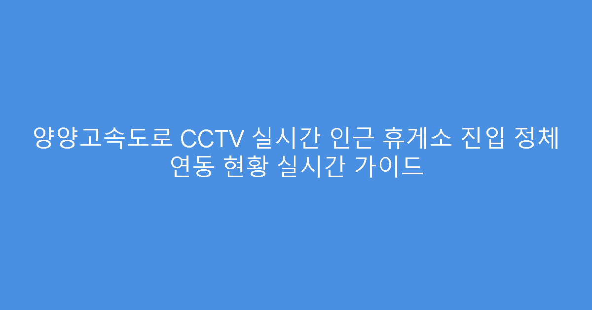 양양고속도로 CCTV 실시간 인근 휴게소 진입 정체 연동 현황 실시간 가이드