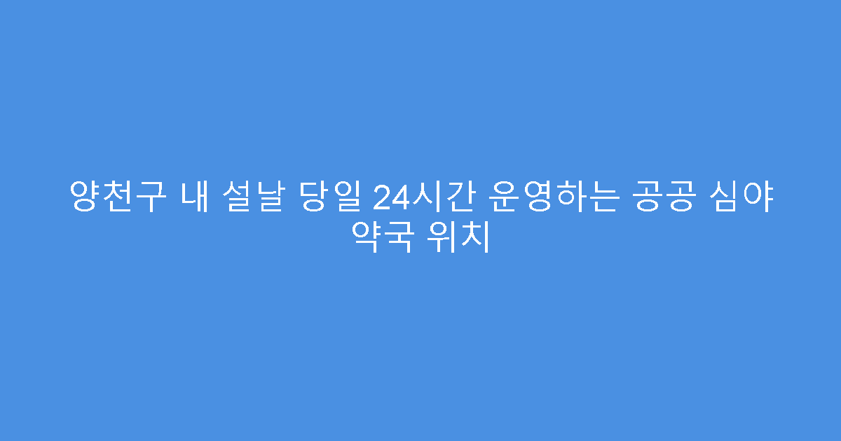 양천구 내 설날 당일 24시간 운영하는 공공 심야 약국 위치