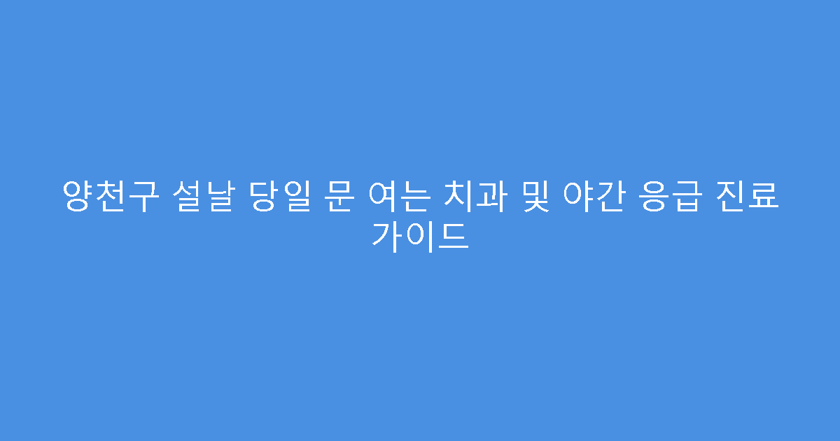 양천구 설날 당일 문 여는 치과 및 야간 응급 진료 가이드