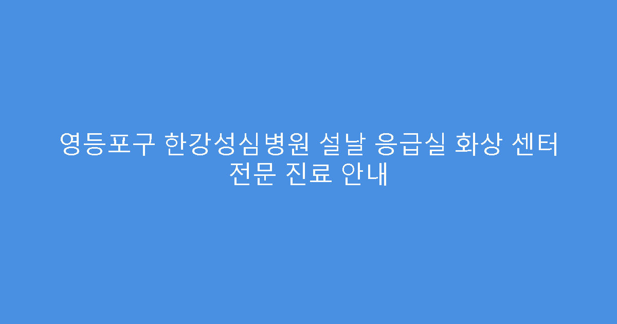 영등포구 한강성심병원 설날 응급실 화상 센터 전문 진료 안내
