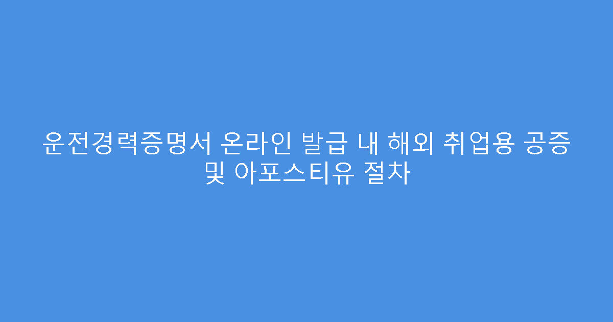 운전경력증명서 온라인 발급 내 해외 취업용 공증 및 아포스티유 절차