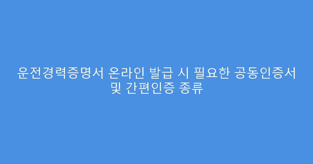 운전경력증명서 온라인 발급 시 필요한 공동인증서 및 간편인증 종류