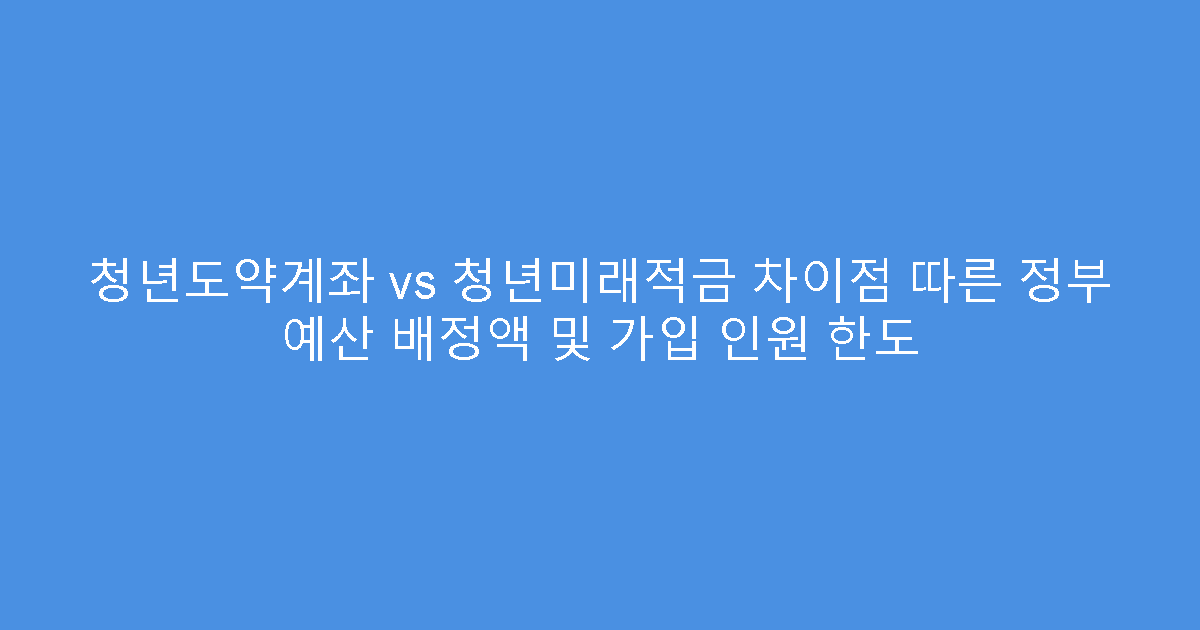 청년도약계좌 vs 청년미래적금 차이점 따른 정부 예산 배정액 및 가입 인원 한도