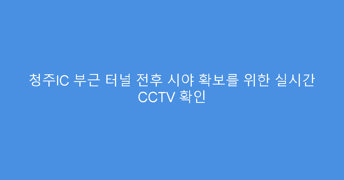 청주IC 부근 터널 전후 시야 확보를 위한 실시간 CCTV 확인