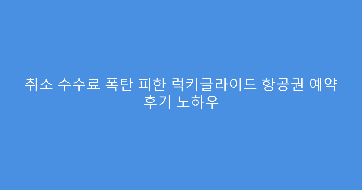 취소 수수료 폭탄 피한 럭키글라이드 항공권 예약 후기 노하우