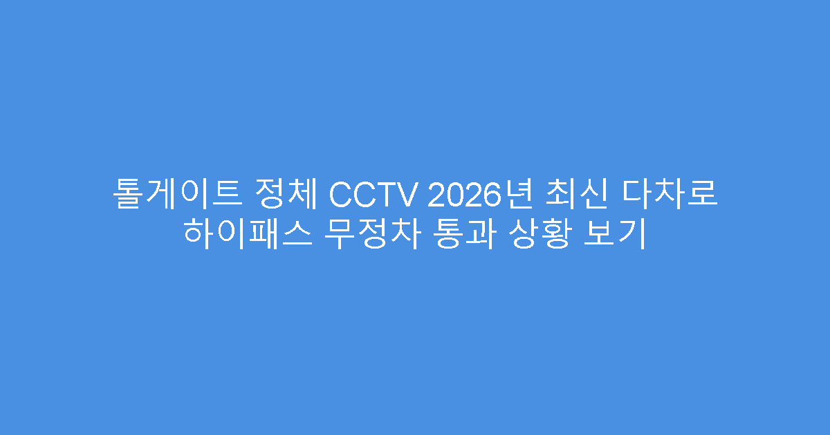 톨게이트 정체 CCTV 2026년 최신 다차로 하이패스 무정차 통과 상황 보기
