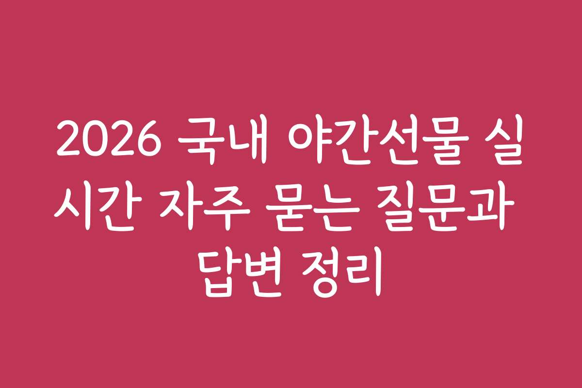 2026 국내 야간선물 실시간 자주 묻는 질문과 답변 정리