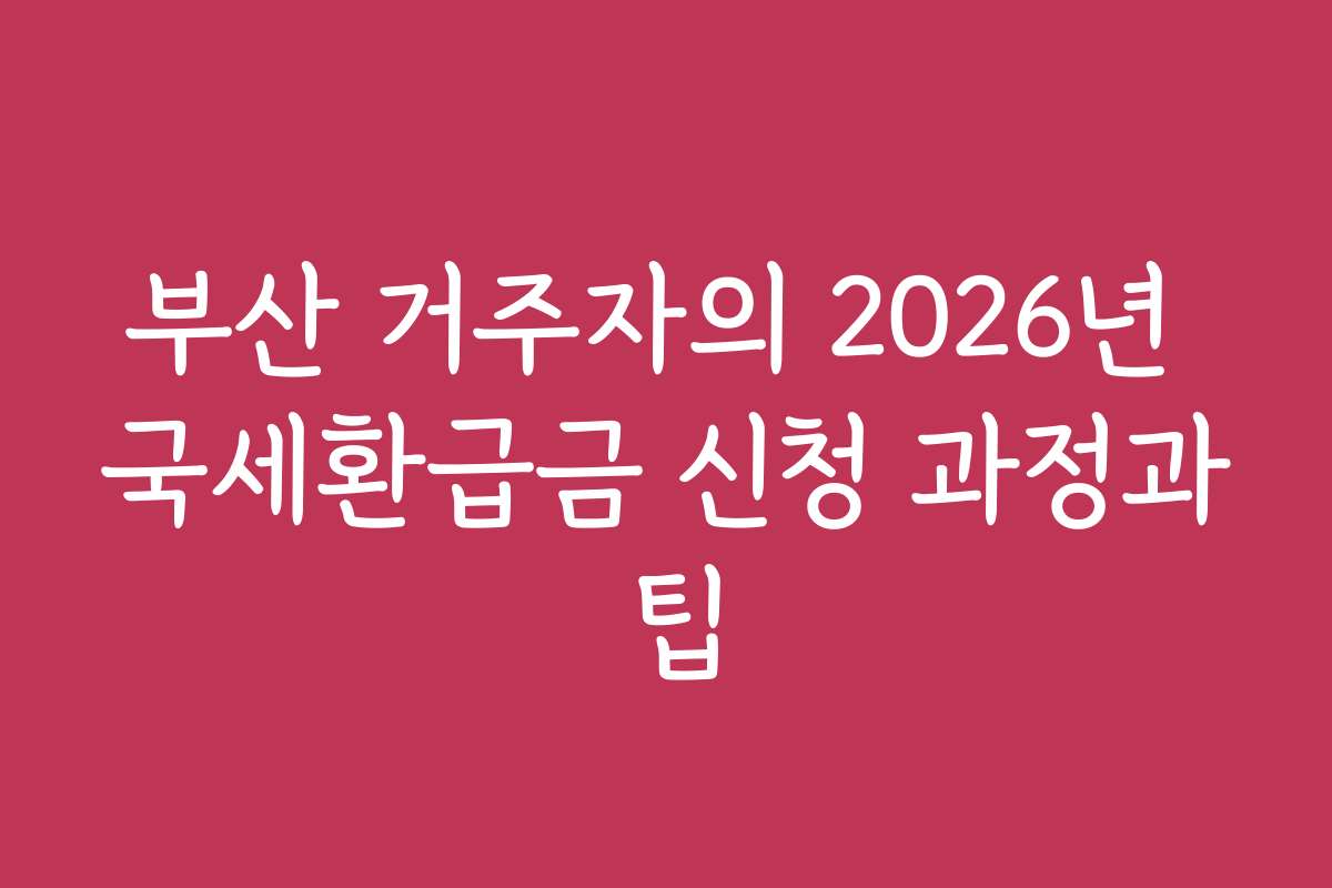부산 거주자의 2026년 국세환급금 신청 과정과 팁