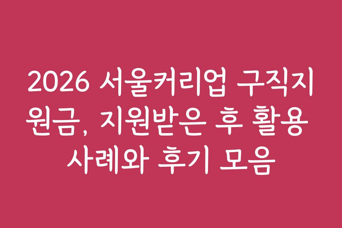 2026 서울커리업 구직지원금, 지원받은 후 활용 사례와 후기 모음