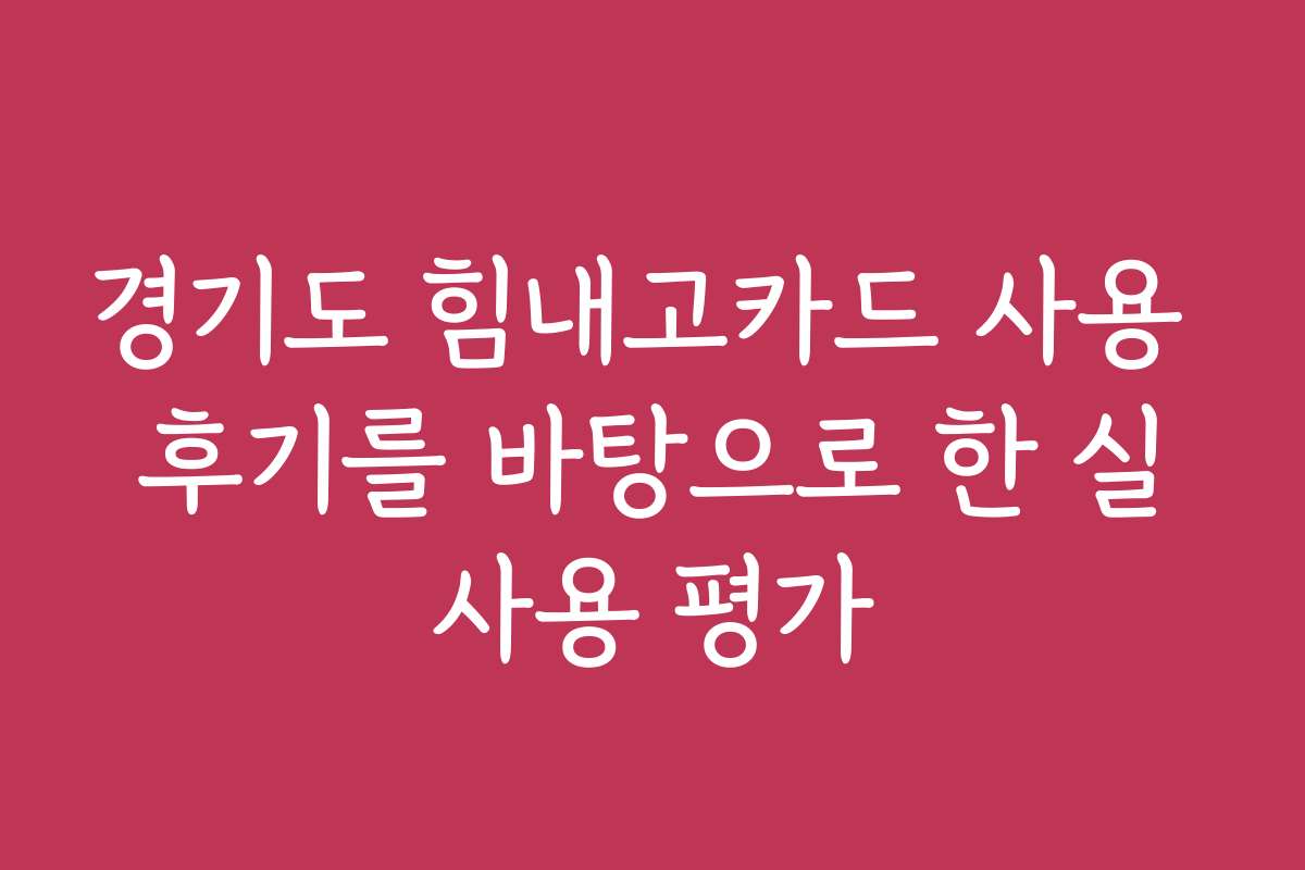 경기도 힘내고카드 사용 후기를 바탕으로 한 실사용 평가