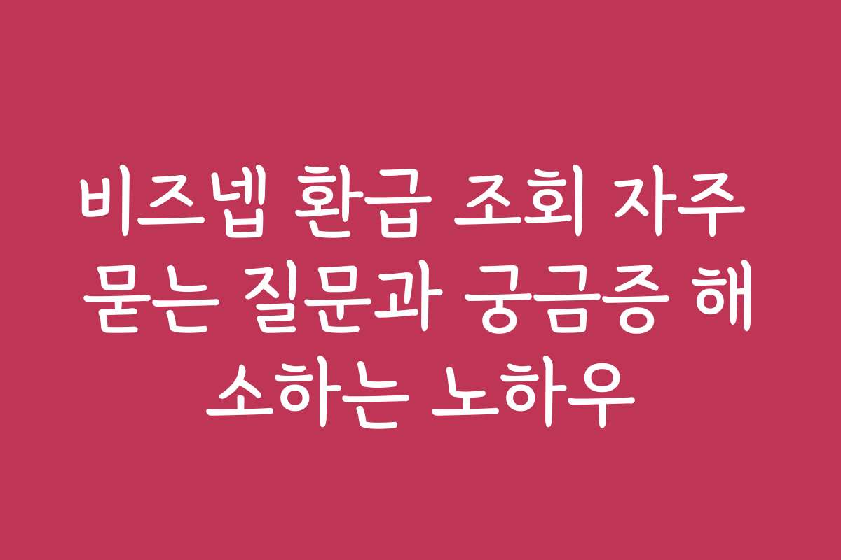 비즈넵 환급 조회 자주 묻는 질문과 궁금증 해소하는 노하우