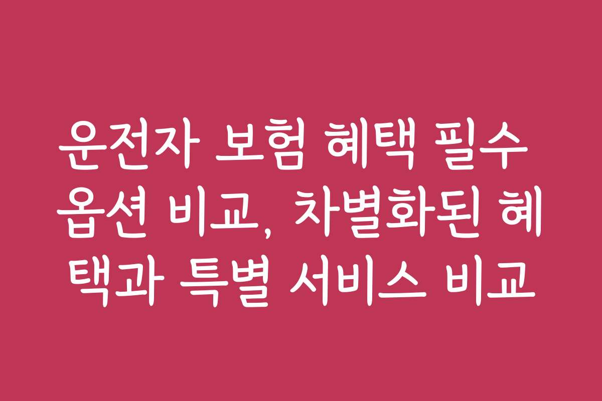 운전자 보험 혜택 필수 옵션 비교, 차별화된 혜택과 특별 서비스 비교
