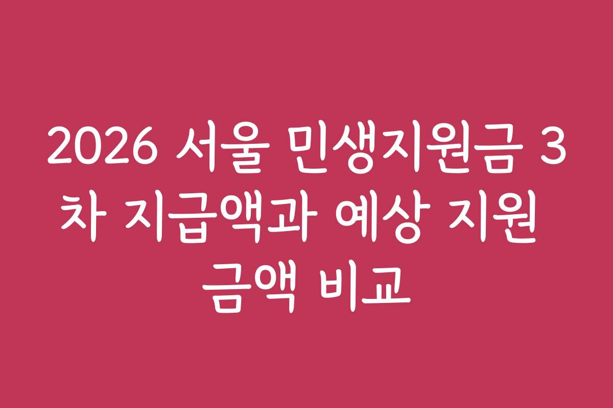 2026 서울 민생지원금 3차 지급액과 예상 지원 금액 비교