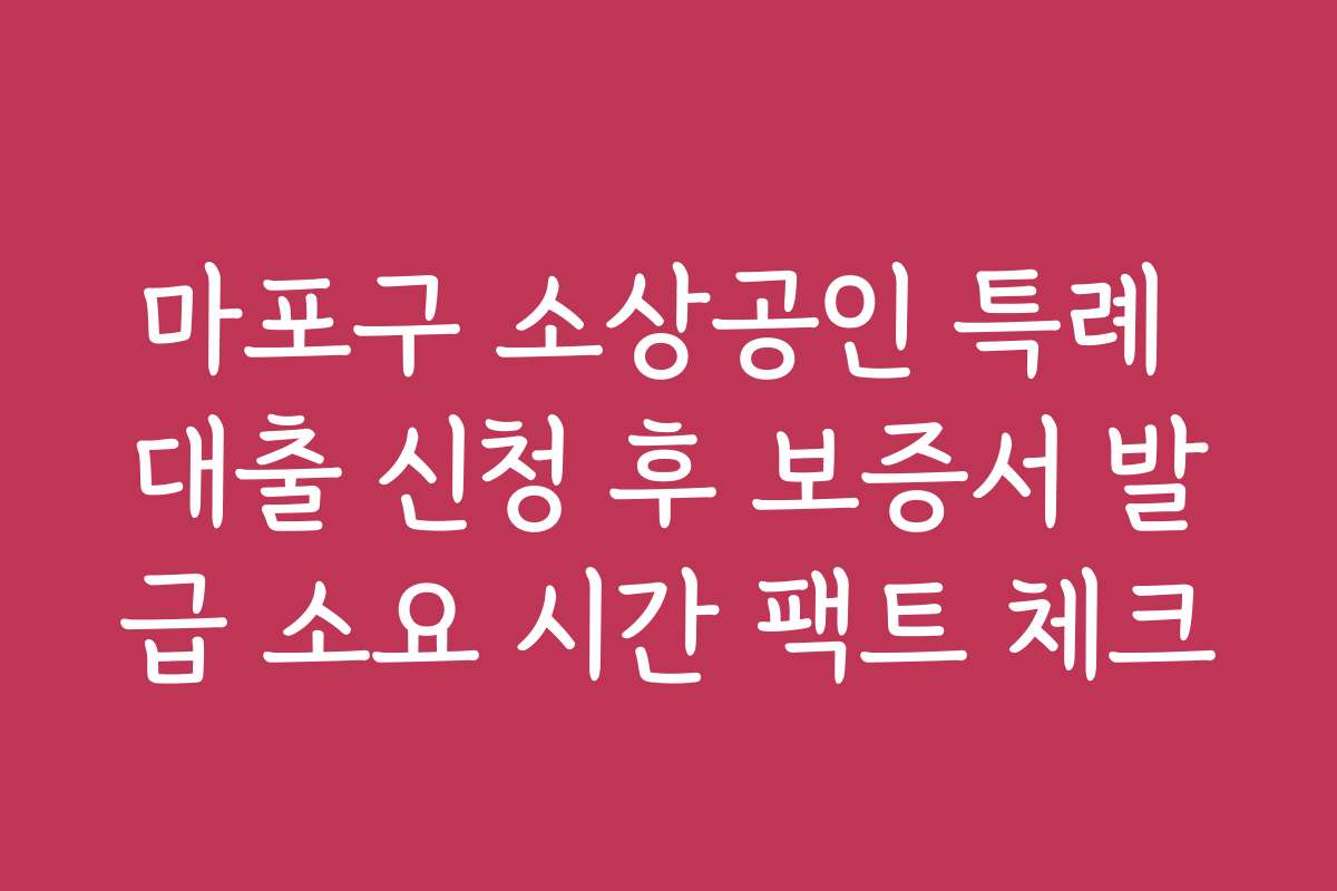 마포구 소상공인 특례 대출 신청 후 보증서 발급 소요 시간 팩트 체크