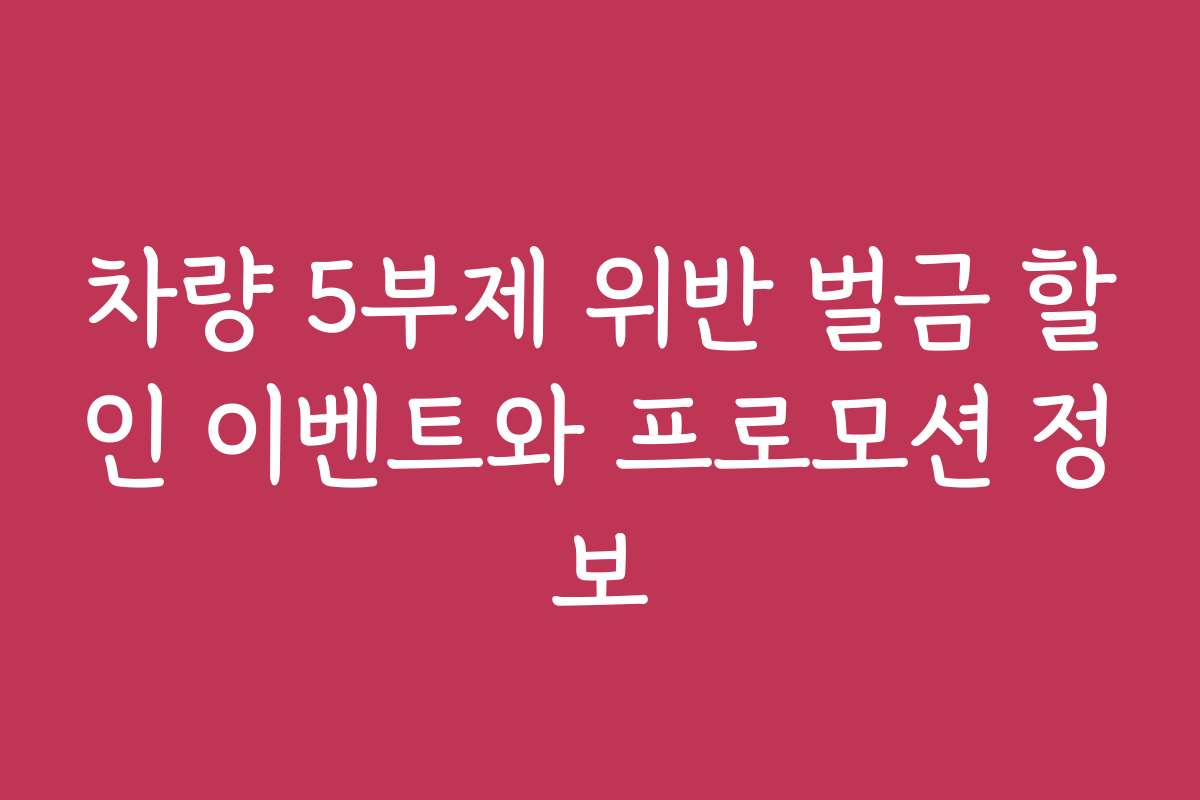 차량 5부제 위반 벌금 할인 이벤트와 프로모션 정보