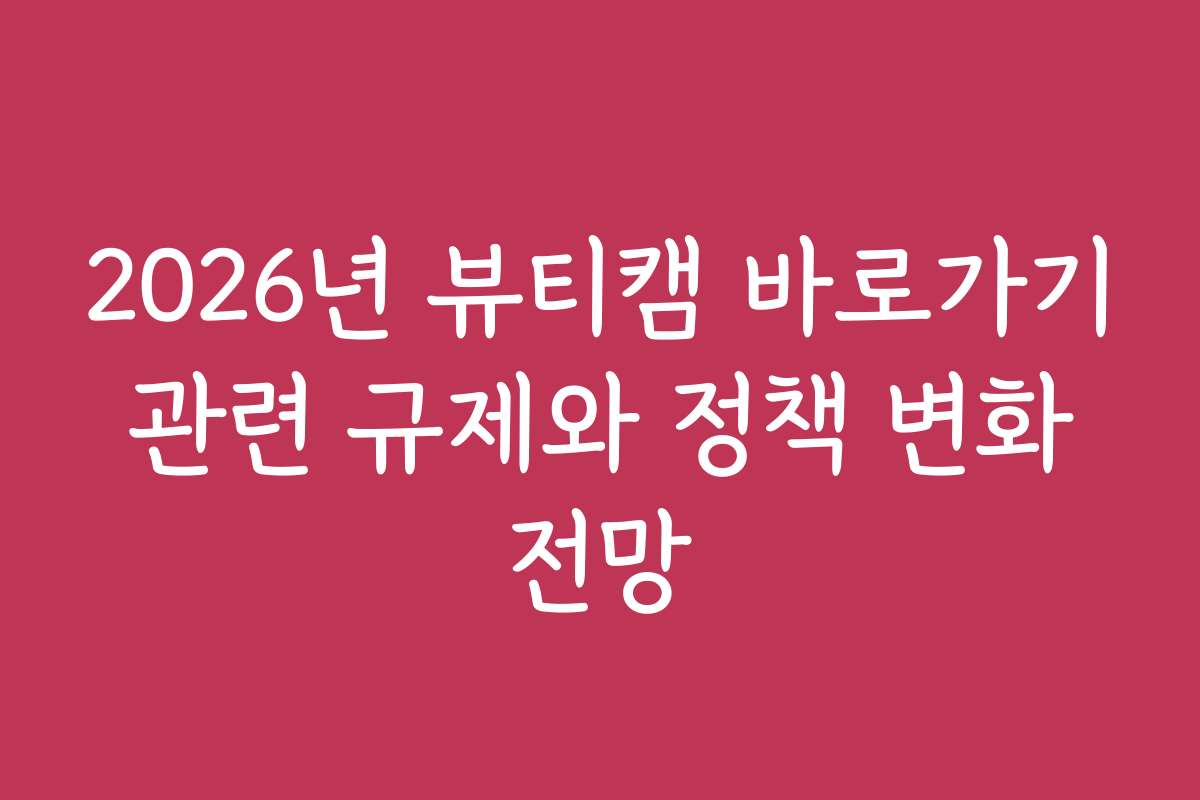 2026년 뷰티캠 바로가기 관련 규제와 정책 변화 전망