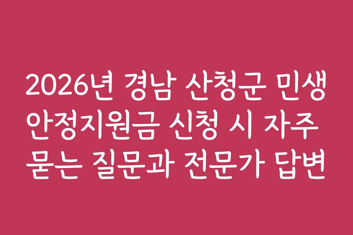 2026년 경남 산청군 민생안정지원금 신청 시 자주 묻는 질문과 전문가 답변