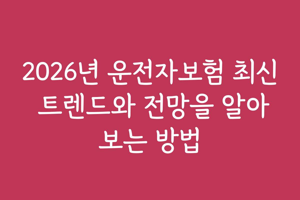 2026년 운전자보험 최신 트렌드와 전망을 알아보는 방법