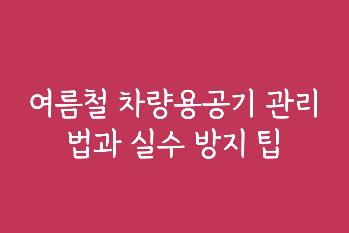 여름철 차량용공기 관리법과 실수 방지 팁