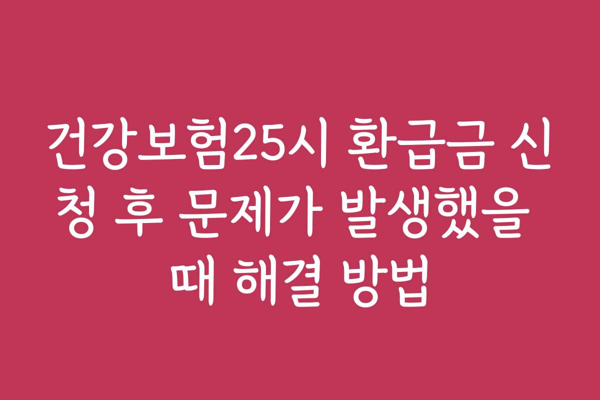건강보험25시 환급금 신청 후 문제가 발생했을 때 해결 방법