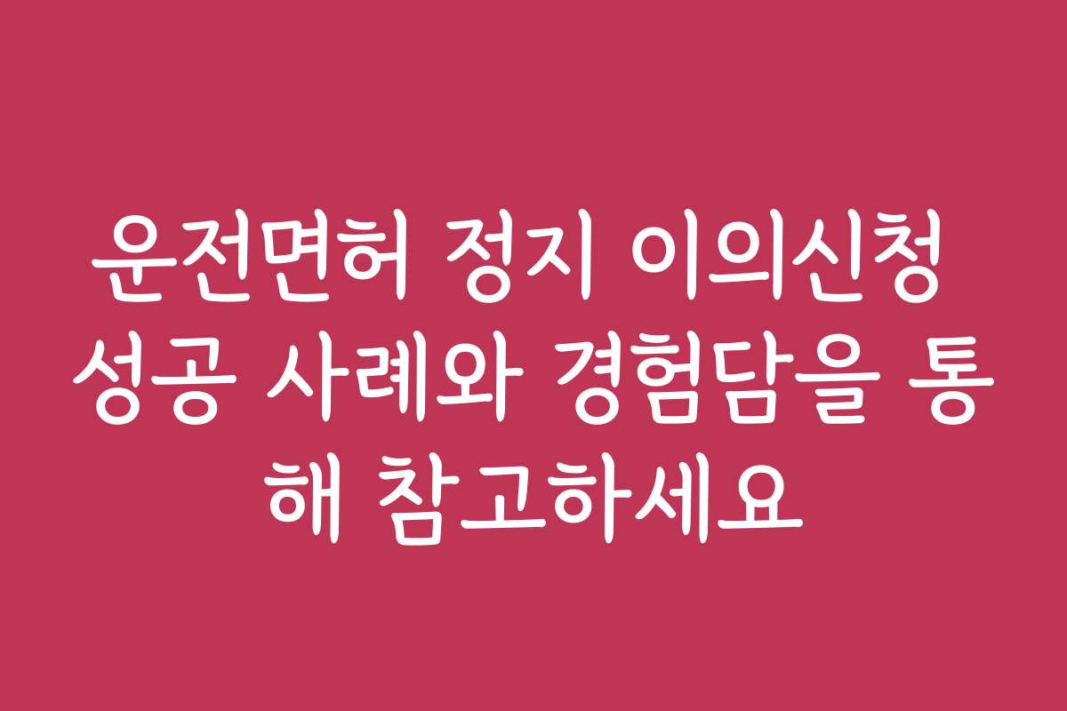 운전면허 정지 이의신청 성공 사례와 경험담을 통해 참고하세요